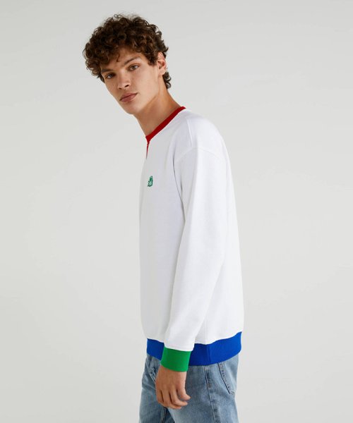 BENETTON (mens)(ベネトン（メンズ）)/リブカラー切り替えガゼット付きスウェットトップス/img01