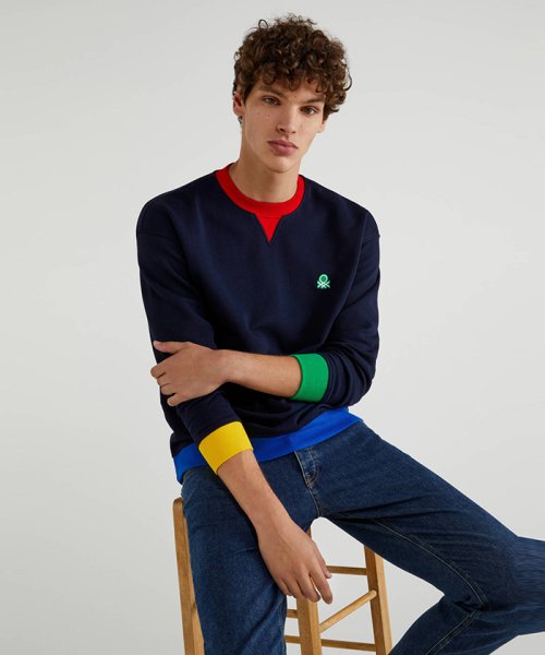 BENETTON (mens)(ベネトン（メンズ）)/リブカラー切り替えガゼット付きスウェットトップス/img12