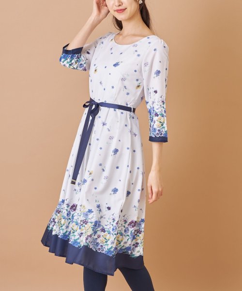 セール ウエストりぼん付きパネルフラワープリントワンピース トッコクローゼット Tocco Closet Magaseek
