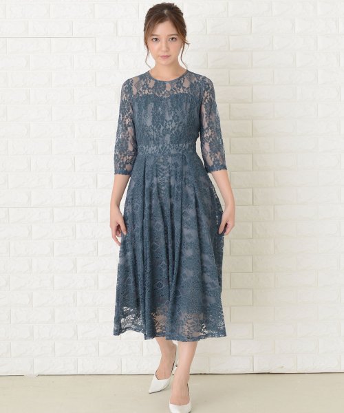 五分袖総レース ミモレ丈ワンピースドレス レースレディース Lace Ladies Magaseek 五分袖総レース ミモレ丈ワンピースドレス レースレディース Lace Ladies Magaseek