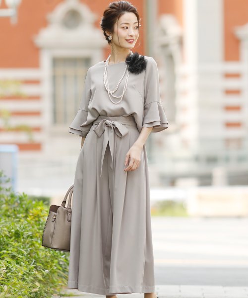 ワイドパンツ セットアップパンツ 結婚式ワンピース 同窓会 成人式 セレモニー大きいサイズ対応フォーマルパーティードレス プールヴー Pourvous Magaseek