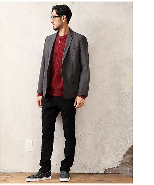 セール テーラードジャケットメンズ1つボタンスーツ生地ショートタイトシングルノッチドラペル マエストーソ Maestoso Magaseek