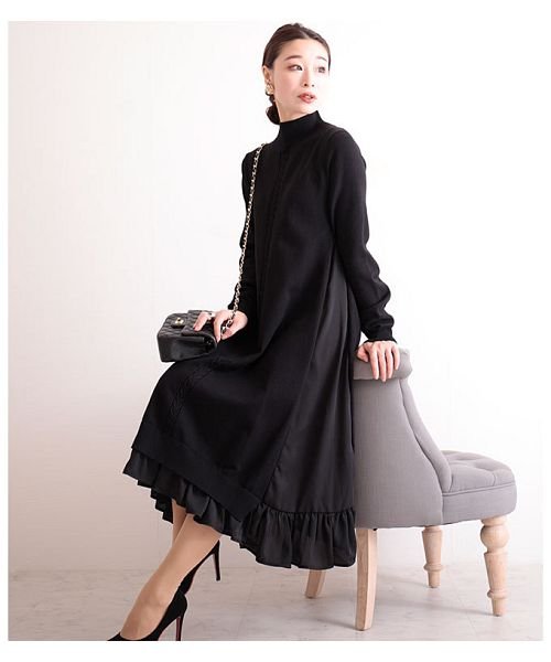 異素材ドッキングの裾フリルワンピース Chesterfieldelectrician Co Uk