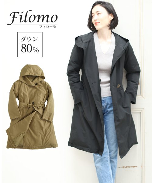 Filomo(フィローモ)/[Filomo]ダウンコートダブルデザインフード付きダウン80％/img01