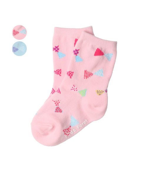 子供服 Kids Foret キッズフォーレ カラフルリボン柄クルーソックス 靴下 11cm cm B キッズフォーレ Kids Foret Magaseek