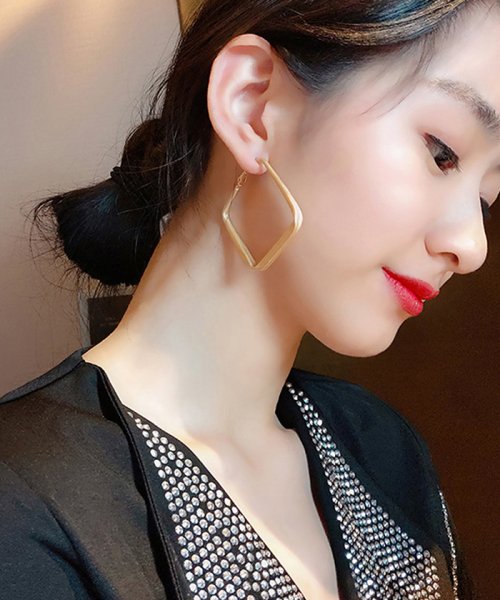 セール 幾何学模様ピアス レディース おしゃれ スクエアピアス フープピアス シンプル サークルピアス 結婚式 アクセサリー ゴールド ミニミニストア Miniministore Magaseek