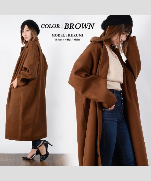 セール 30 Off ロングコート メンズ ロングコート レディース ロング丈 丈長 ビッグシルエット コート アウター ステンカラーコート ウールタッチ オーバーコート 防寒 軽い ワンフォークロージング 1111clothing Magaseek