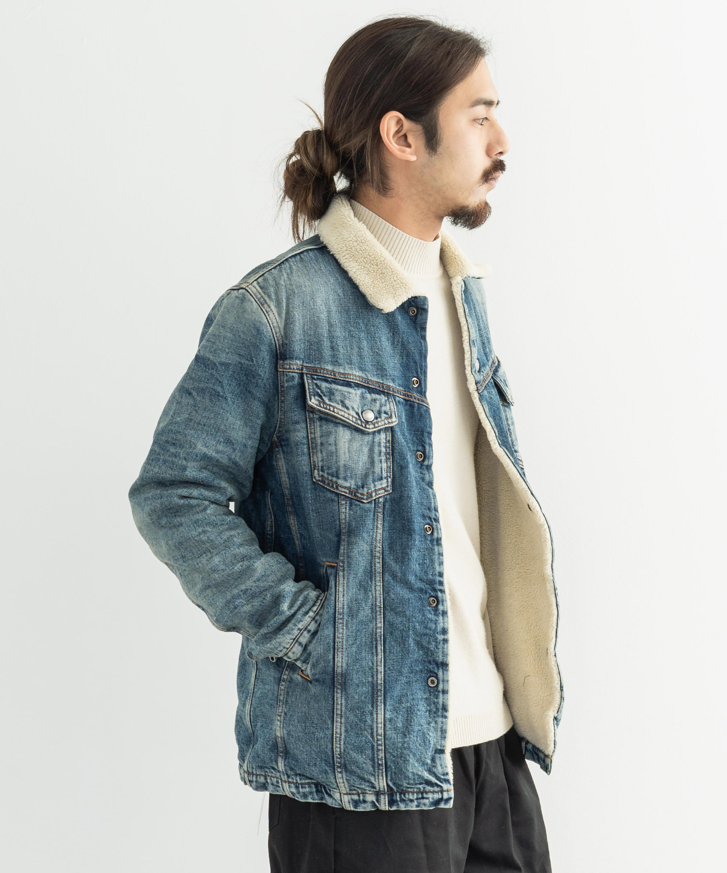 NUDIE JEANS ボアデニムジャケットLENNY デニムジャケット-