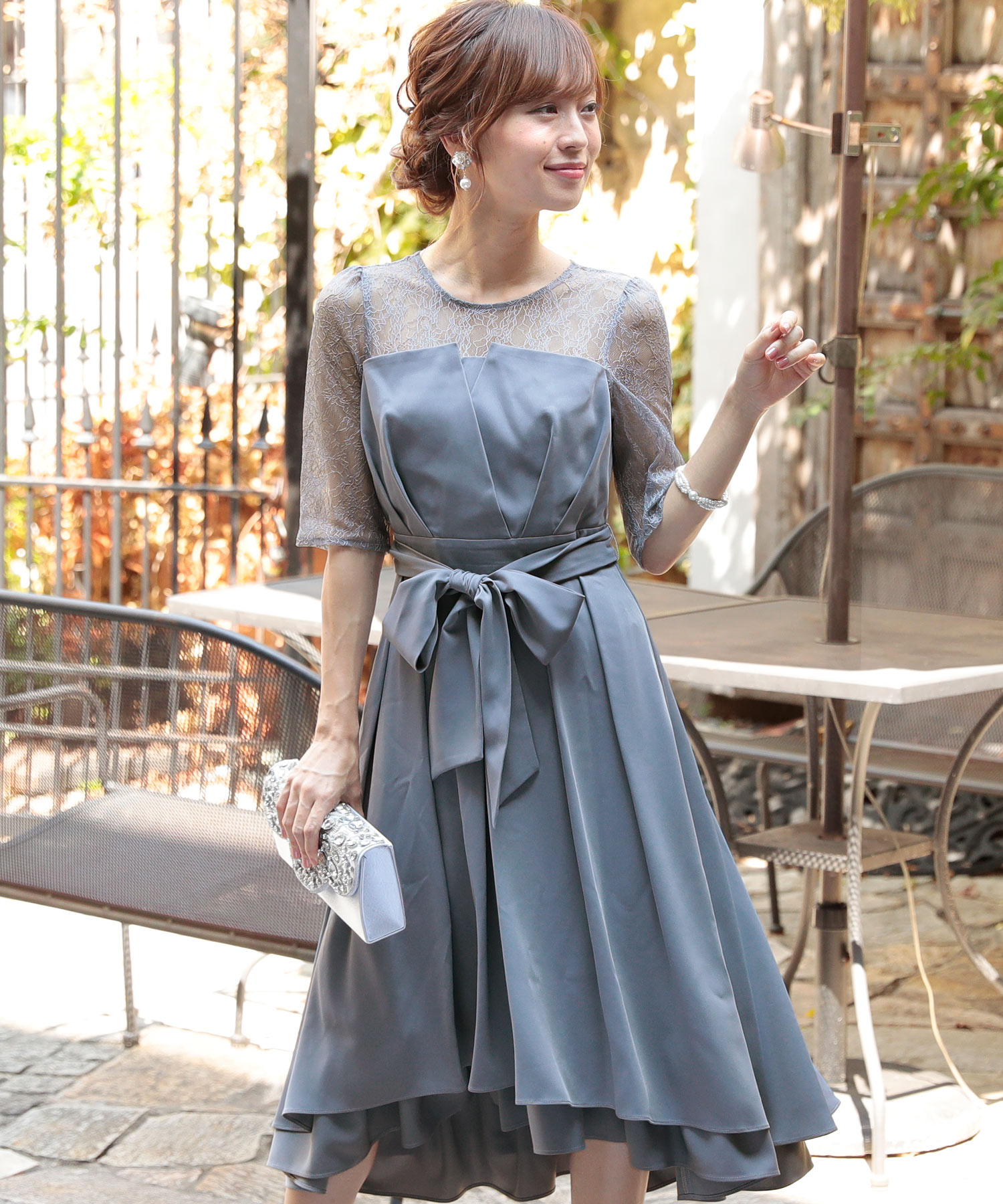 新着商品 ベルト付 L イエロー パーティードレス レディース