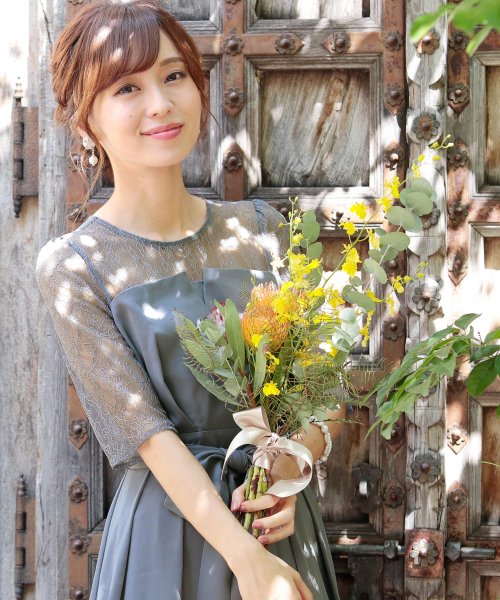 ウエストリボンフィッシュテールドレス 結婚式 ワンピース パーティードレス 結婚式