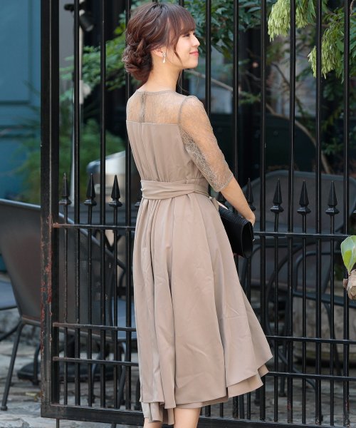 ウエストリボンフィッシュテールドレス 結婚式 ワンピース パーティードレス 結婚式