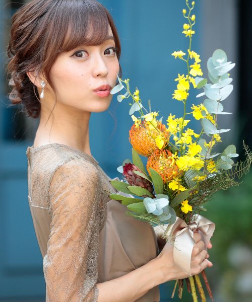 ウエストリボンフィッシュテールドレス 結婚式 ワンピース パーティードレス 結婚式