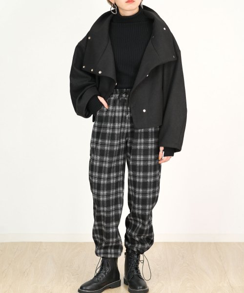 裏起毛ウール調チェック柄イージージョガーパンツ ａｎｄｊ アンドジェイ Andj Magaseek