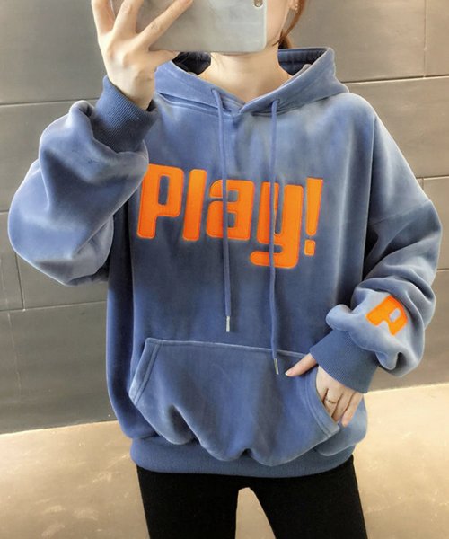 裏起毛 ロゴパーカー トレーナー レディース おしゃれ フード付き スウェット ゆったり ポケット付き 長袖プルオーバー 着やせ ミニミニストア Miniministore Magaseek