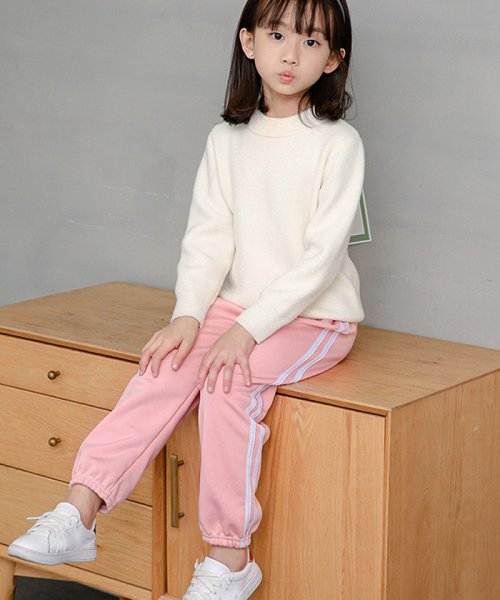 キッズ 裏起毛サイドラインパンツ 子供服 女の子 長ズボン 秋冬 韓国子供 ファッション ジュニア 裏シャギー 防寒 男の子 ミニミニストア Miniministore Magaseek