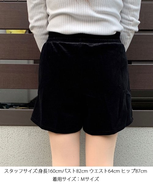 ショートパンツ ベロア パンツ ミニ丈 レディース ショーパン ハーフパンツ ボトムス パンツ 秋 冬 トレンド ウエストゴム ショッピングゴー Shoppinggo Magaseek