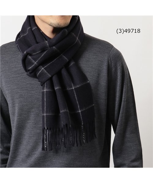 Joshua Ellis(ジョシュアエリス)/【Joshua Ellis(ジョシュアエリス)】Classic Brushed Cashmere Scarf 30×180 カシミヤ マフラー ストール チェッ/img02