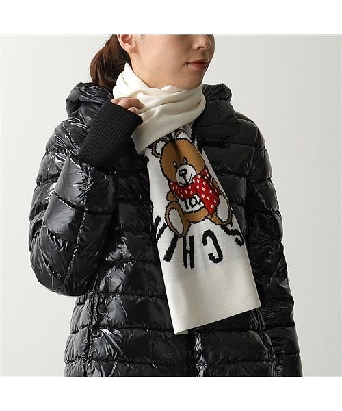 MOSCHINO(モスキーノ)/【MOSCHINO(モスキーノ)】30673 M2333 ウール混 ニット マフラー ストール テディベア ロゴ レディース/img02