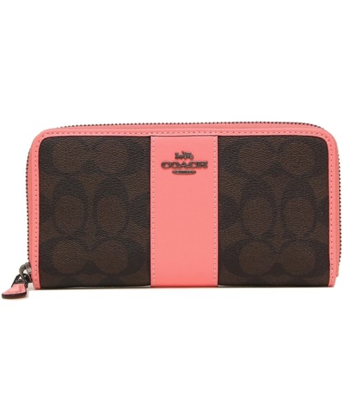 コーチ 長財布 アウトレット レディース Coach Qbr6k ブラウン ピンク コーチ Coach Magaseek