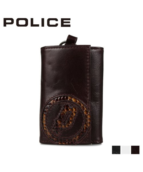 POLICE(ポリス)/ポリス POLICE キーケース キーホルダー イーブン メンズ 4連 本革 KEY CASE ブラック ホワイト ダーク ブラウン 黒 白 PA－5500/img01
