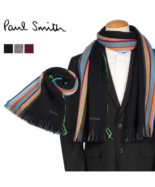 Paul Smith(ポールスミス)/ポールスミス Paul Smith マフラー メンズ ストライプ MULTI STRIPE MUFFLER ブラック グレー パープル 黒 M1A－811E－A/img01