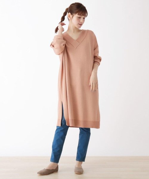 セール 40 Off M Ll 洗濯機で洗えて毛玉になりにくい ワイドリブ深vネックニットワンピース シューラルー Shoo La Rue Magaseek