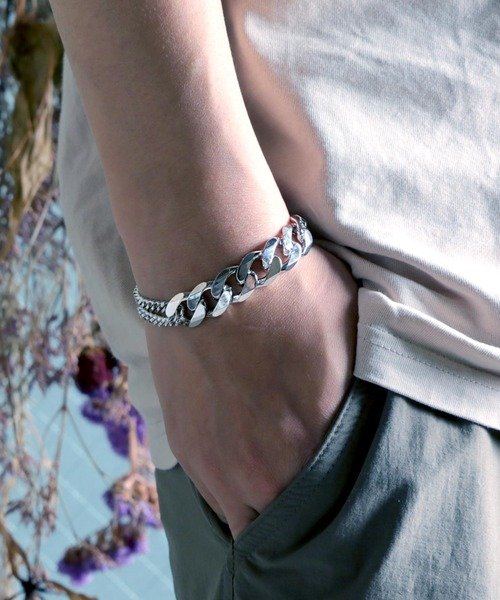 MAISON mou(メゾンムー)/【YArKA/ヤーカ】silver925 more big flat & middle chain bracelet [BB1]/喜平チェーンミックスブレスレッ/img02