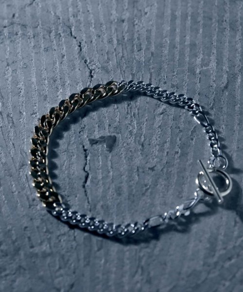 MAISON mou(メゾンムー)/【YArKA/ヤーカ】silver925 big flat & flat & figala  chain bracelet [FFF]/喜平&フィガロチェーンミ/img04