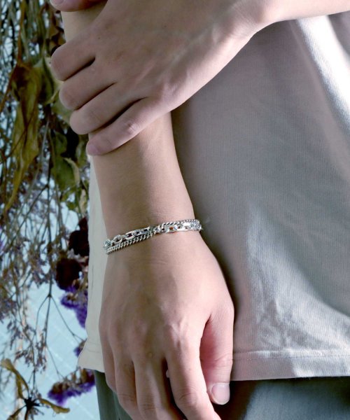 MAISON mou(メゾンムー)/【YArKA/ヤーカ】silver925 thick flat & oval chain bracelet [F918]/喜平&楕円ミックスブレスレット シルバ/img02