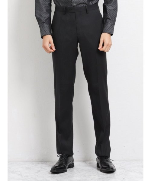 光沢スリムフィット3ピーススーツ シャドーストライプ黒 オム/renoma レノマ