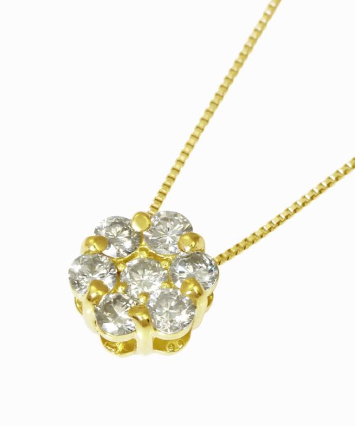 JEWELRY SELECTION(ジュエリーセレクション)/K18YG 天然ダイヤモンド 計0.8ctアップ セブンストーン ネックレス 【ベネチアン42cm/カード鑑別書】/img01