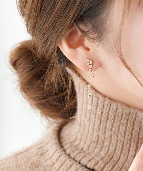 リーフラインロングバックキャッチピアス フィービィー Phoebe Magaseek リーフラインロングバックキャッチピアス フィービィー Phoebe Magaseek