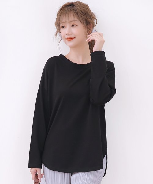 レディースファッション通販 Tシャツ レディース 長袖tシャツ ロングティーシャツ カットソー プルオーバー ロングtシャツ ゆったり 春 秋フリーサイズ オシ ドゥーベル Doux Belle Magaseek