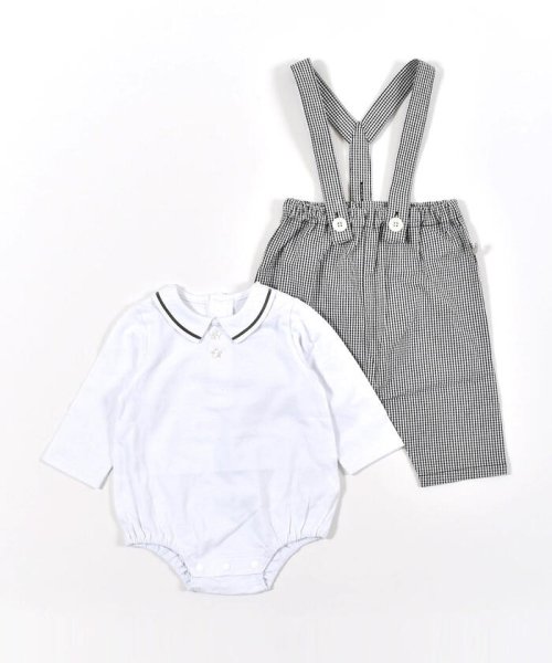 セール 襟付き ロンパース チェック柄 サロペット セット 70 80cm イーベビー E Baby Magaseek