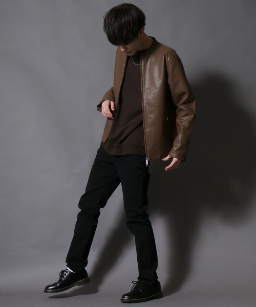 SITRY(SITRY)/【SITRY】Leatherette Single riders jacket/レザーレット シングルライダースジャケット/img11