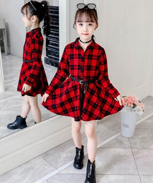 セール Off キッズ シャツワンピース チェック柄 長袖ワンピース 子供服 女の子 新作 おしゃれ チェック柄 韓国風 ジュニア服 ミニミニストア Miniministore Magaseek