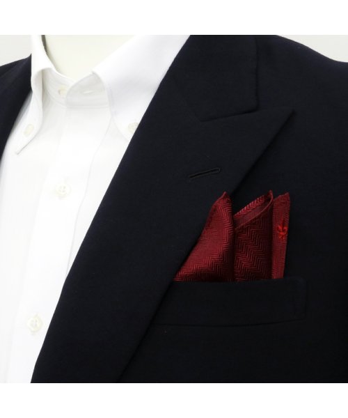 TOKYO SHIRTS(TOKYO SHIRTS)/ポケットチーフ 絹100% ヘリンボーン織柄 刺繍モチーフ入り ビジネス フォーマル/img02