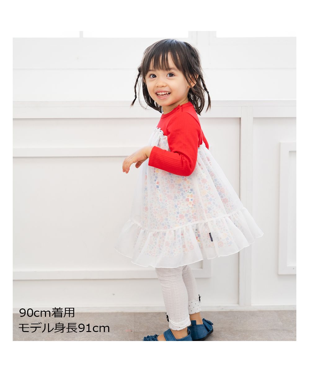 セール】【子供服】 moujonjon (ムージョンジョン) 花柄シフォン切替