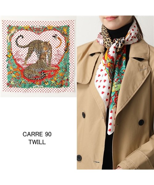 HERMES(エルメス)/【HERMES(エルメス)】CARRE 90 TWILL 003513SC カレ ツイル フランス製 シルクスカーフ ストール 01/HG－BLANC－ROUG/img01