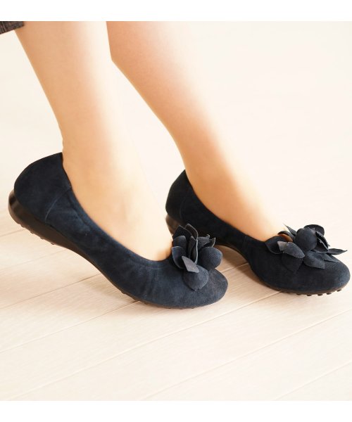 sankyoshokai(サンキョウショウカイ)/フラワー付きバレエシューズレディース靴ボロネーゼ製法/img05