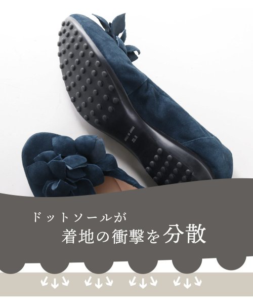 sankyoshokai(サンキョウショウカイ)/フラワー付きバレエシューズレディース靴ボロネーゼ製法/img11