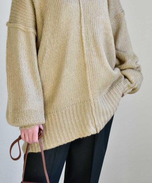 ARGO TOKYO(アルゴトウキョウ)/Vneck Outlinking knit pullover 25005　Vネックアウトリンキングニットプルオーバー　ニットプルオーバー　ニットトップス　Vネッ/img05