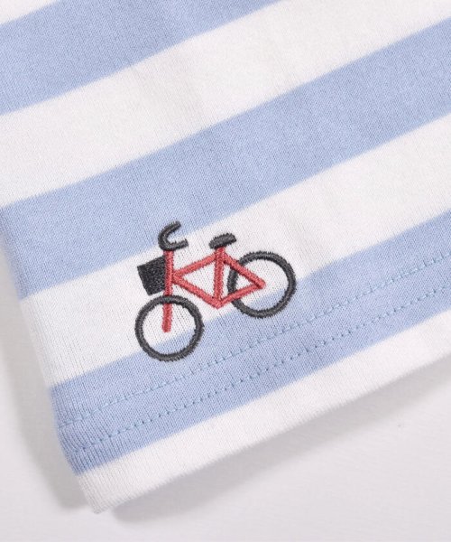 BeBe(ベベ)/クローバー 自転車 気球 刺繍 ボーダー Tシャツ（80～100cm）/img05