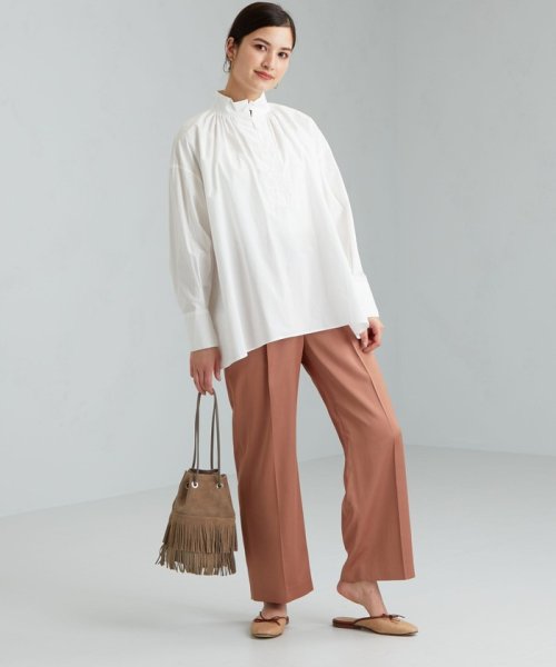 セール 40 Off Cfc Tavii ネック スタンド ギャザー ブラウス グリーンレーベルリラクシング Green Label Relaxing Magaseek