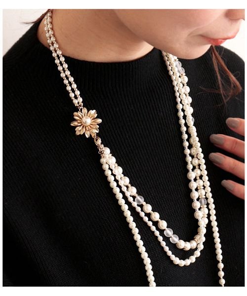セール コーディネートに華を添えるパールネックレス サワアラモード Sawa A La Mode Magaseek