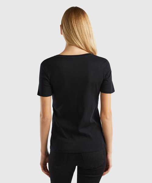 BENETTON (women)(ベネトン（レディース）)/コットン100％無地Vネック半袖Tシャツ・カットソー/img01