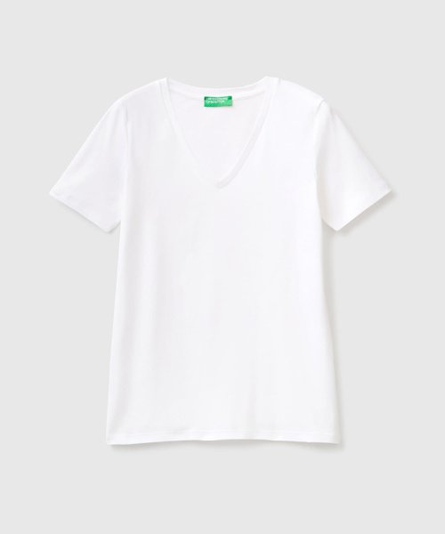 BENETTON (women)(ベネトン（レディース）)/コットン100％無地Vネック半袖Tシャツ・カットソー/img11