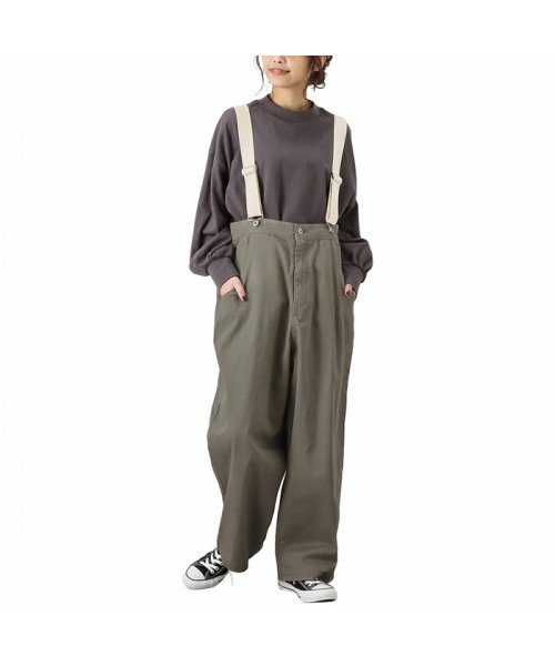 MAC HOUSE(women)(マックハウス（レディース）)/NAVY ネイビー オーガニックコットン サスペンダー付きオーバーパンツ OG－W005/img28