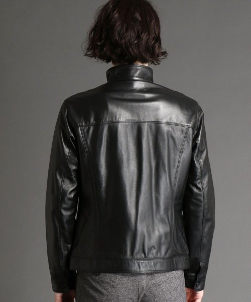 【ex/tra】スタンドカラーレザーブルゾン 