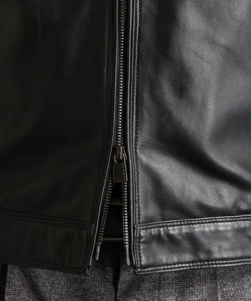 【ex/tra】スタンドカラーレザーブルゾン 